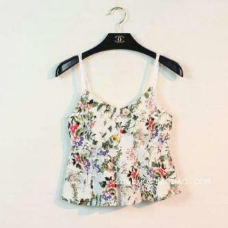 Brand New Flora Spaghetti Top with High Waist Short