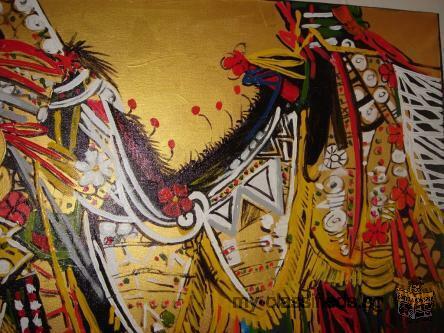 BARONG DANCER' PAINTING oil on canvas by BALI artist AGUS 2013