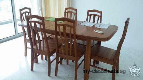 Japanses Used Wooden Dining Table with 6 Chairs